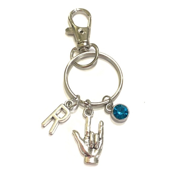 I Love You Sign Language Keychain Purse Charm Personalized Gift - Picture 2 of 4